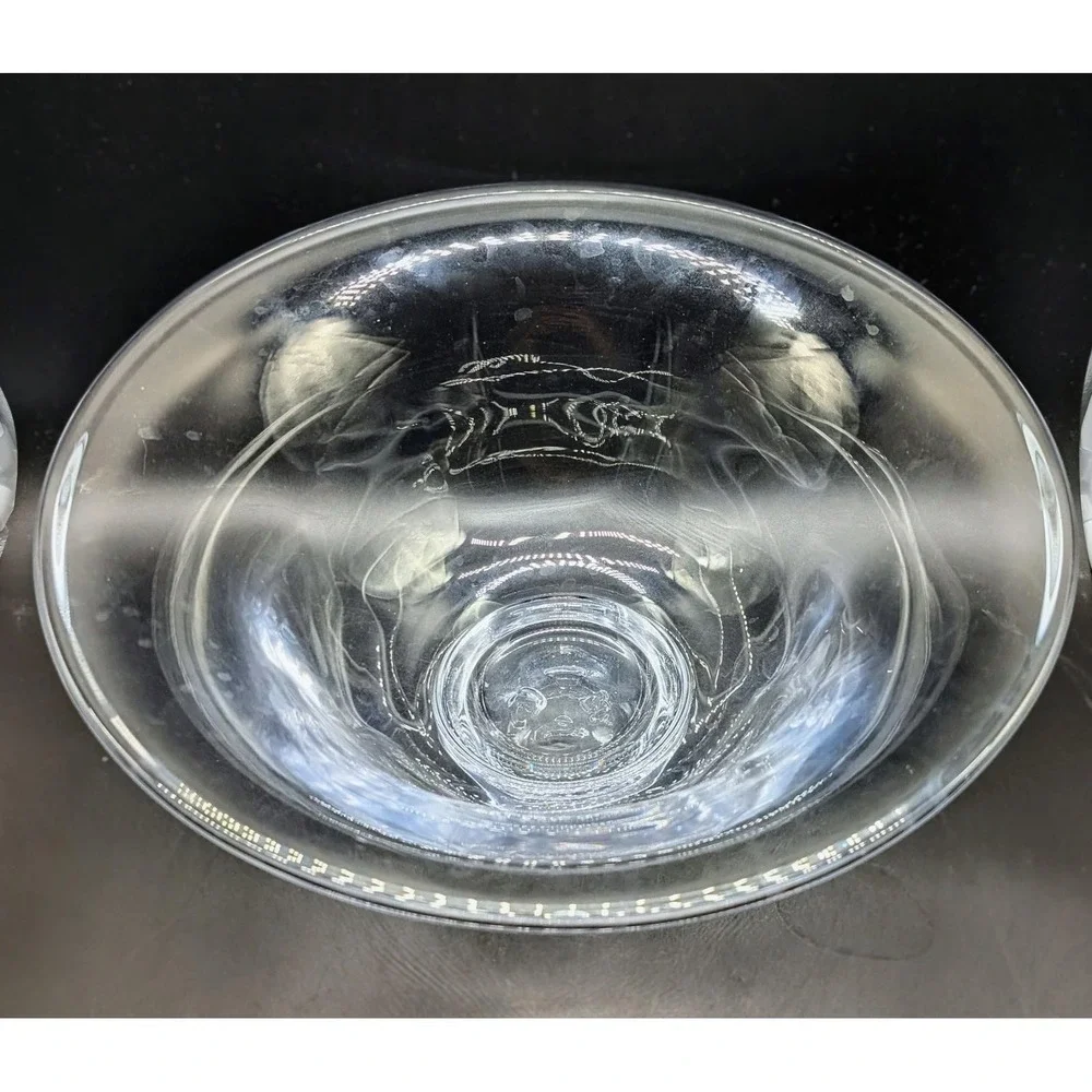 Simon‎ Pearce Clear Glass Centerpiece Console Bowl Pedestal Base 13